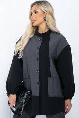 Б11781 Рубашка LADY TAIGA Черно-серая