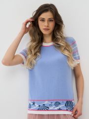 Джемпер женский 5241-41366 королевский голубой/белый/барби/деним VAY