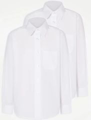 Girls White Plus Fit Long Sleeve School Shirt 2 Pack