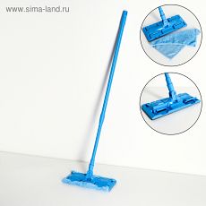1860098 Швабра плоская, телескопическая ручка 80-128 см, насадка из микрофибры, цвет МИКС
