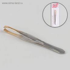 3729653 Пинцет прямой, широкий, 9 см, цвет серебристый/золотистый
