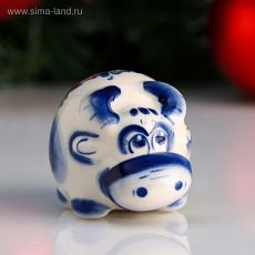 4985091 Сувенир "Бычок Колобок" 5,5 см, гжель