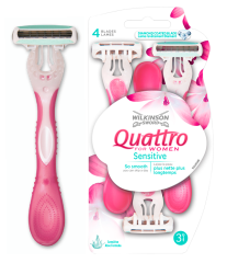 Станок для бритья одноразовый Schick (Wilkinson Sword) QUATTRO Smooth Sensitive (3шт.) для женщин