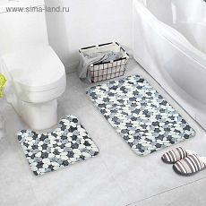 851410 Набор ковриков для ванны и туалета «Галька», 2 шт: 45×50, 50×80 см