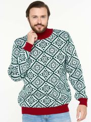 Джемпер мужской 5232-12362 белый/тайга/красный VAY