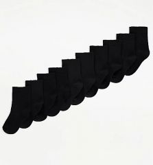 Black Cotton Rich Ankle Socks 10 Pack