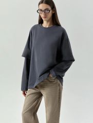 Лонгслив из 100% хлопка, B3148/steenkool