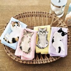 Полотенце с изображением кошки для лица и рук 28*28 см