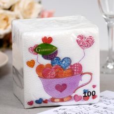 4807907 Салфетки бумажные «Гармония цвета. Сердечки», 100 шт