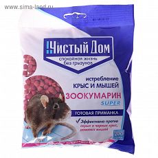 4087630 Гранулы от крыс и мышей Чистый дом "Зоокумарин супер" пакет, 200 г