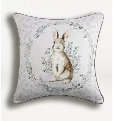 Grey Rabbit Wreath Cushion