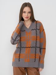 Джемпер женский 7242-40293 титаниум/абрикосовый пунш/чёрный BE YOU