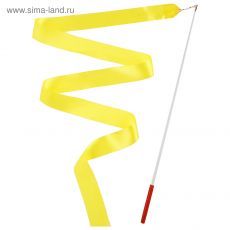 3807359 Лента гимнастическая с палочкой, 4 м, цвет желтый