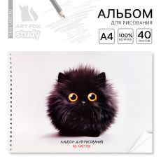 Альбом для рисования 40 листов на пружине А4 «1 сентября:Черный пушистик» 10183394