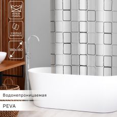 605968 Штора для ванной «Квадраты», 180×180 см PEVA