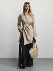 ZR2506022909-236 платье женское бежевый абстракция ZARINA