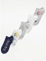 Floral Trainer Liner Socks 5 Pack