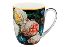 Кружка, 400 мл, фарфор F, черная, Розы, Baroque flowers, 62353