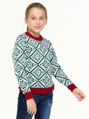 Джемпер детский 5232-10146 белый/тайга/красный VAY