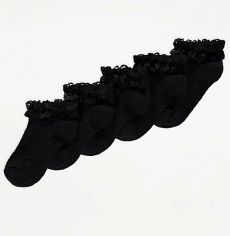 Black Lace Trim Trainer Liner Socks 5 Pack
