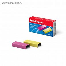 1013774 Скобы для степлера Erich Krause, № 10, омедненные, цветные, 1000 штук