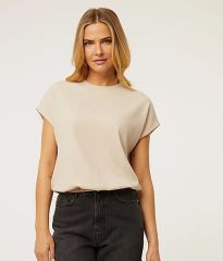 Stone Crepe Bubble Hem Top