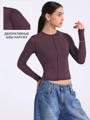 481686 Апрель Лонгслив темно-бордовый