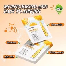 SADOER Осветляющая тканевая маска для лица с витамином С Ampule serum Mask Арт.: 2521 Материал основы маски самая тонкая ткань среди микроволокон, она ложится как вторая кожа, обеспечивая интенсивное