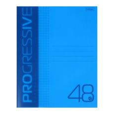 ЦЕНА ЗА 5 ШТ! 9202292 Тетрадь 48 листов в клетку PROGRESSIVE Синяя, пластиковая обложка, блок 65 г/м²
