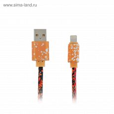 4310378 Кабель LuazON, Lightning - USB, 2.4 A, 1 м, оплётка экокожа, МИКС