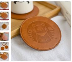 Коврик для кружки из PU с кошкой