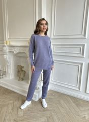 SF-703501 Женский комлпект из трикотажного свиттера и брюк Sassofono Сиреневый