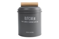 Банка для сыпучих продуктов, 1 л, металл/дерево, графитовая, Local, 63441