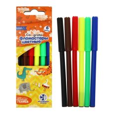 5483633 Фломастеры 6 цветов, вентилируемый колпачок, в картонной коробке