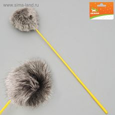 1723753 Дразнилка малая с шариком из натурального меха, 31,5 см, микс цветов