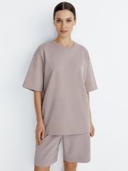 OmD 1453С Футболка женская OVERSIZE, CO+EL Omsa Футболка Cappuccino (Коричневый)