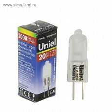 ЦЕНА ЗА 10 ШТ! 2075000 Лампа галогенная Uniel, G4, 20 Вт, 12 В, матовая