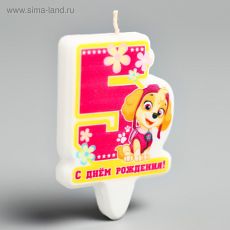 4265696 Свеча в торт цифра 5 "С Днем рождения", Скай, Щенячий патруль