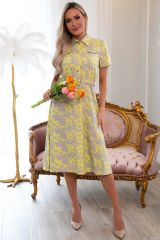 519556 LT Collection Платье серо-жёлтый