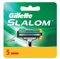 Кассеты для бритвы Жиллетт SLALOM Plus (5 шт.) со смазывающей полосой и с механизмом для очистки лезвий