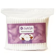 Ватные палочки SoftLife в пакете 200 шт