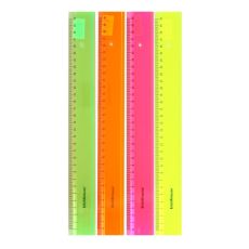 7398649 Линейка 30 см ErichKrause Neon, пластиковая, в коробке-дисплее, микс из 4-х цветов