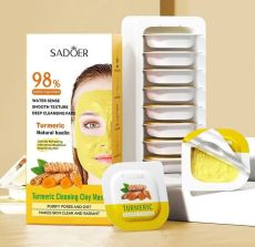 SADOER Очищающая глиняная маска с куркумой, 8 шт*7,5гр Арт.: 0248 Очищающая глиняная маска с куркумой SADOER. Маска с куркумой глубоко осветляет кожу, очищает поры, тонизирует и успокаивает, имеет ант