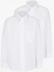 Boys White Slim Fit Long Sleeve School Shirt 2 Pack