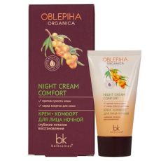 030380  Belkosmex Oblepiha Organica. Крем-комфорт для лица НОЧНОЙ «Глубокое питание, восстановление», 50 гр