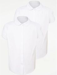 Girls White Shirred School Blouse 2 Pack