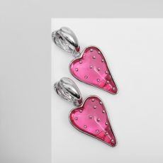 Серьги ассорти «Сердце» клубника, цвет розовый в серебре 10203632