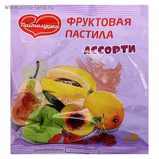 4376490 Пастила ассорти (яблоко -груша, -вишня, -апельсин, -дыня, -персик), 200 г