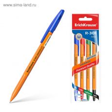 3511815 Набор ручек шариковых 4 цвета R-301 Orange Stick, узел 0.7 мм, чернила: синие, чёрные, красные, зелёные, длина линии письма 2000 метров, европодвес