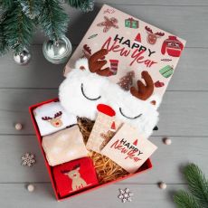 7334754 Новогодний подарочный набор KAFTAN Happy Year носки размер 36-39 (23-25 см), маска